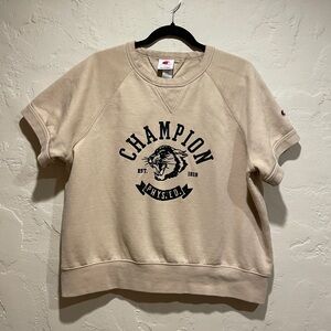 CHAMPION Tan Short Sleeve Crewneck Sweatshirt Pullover